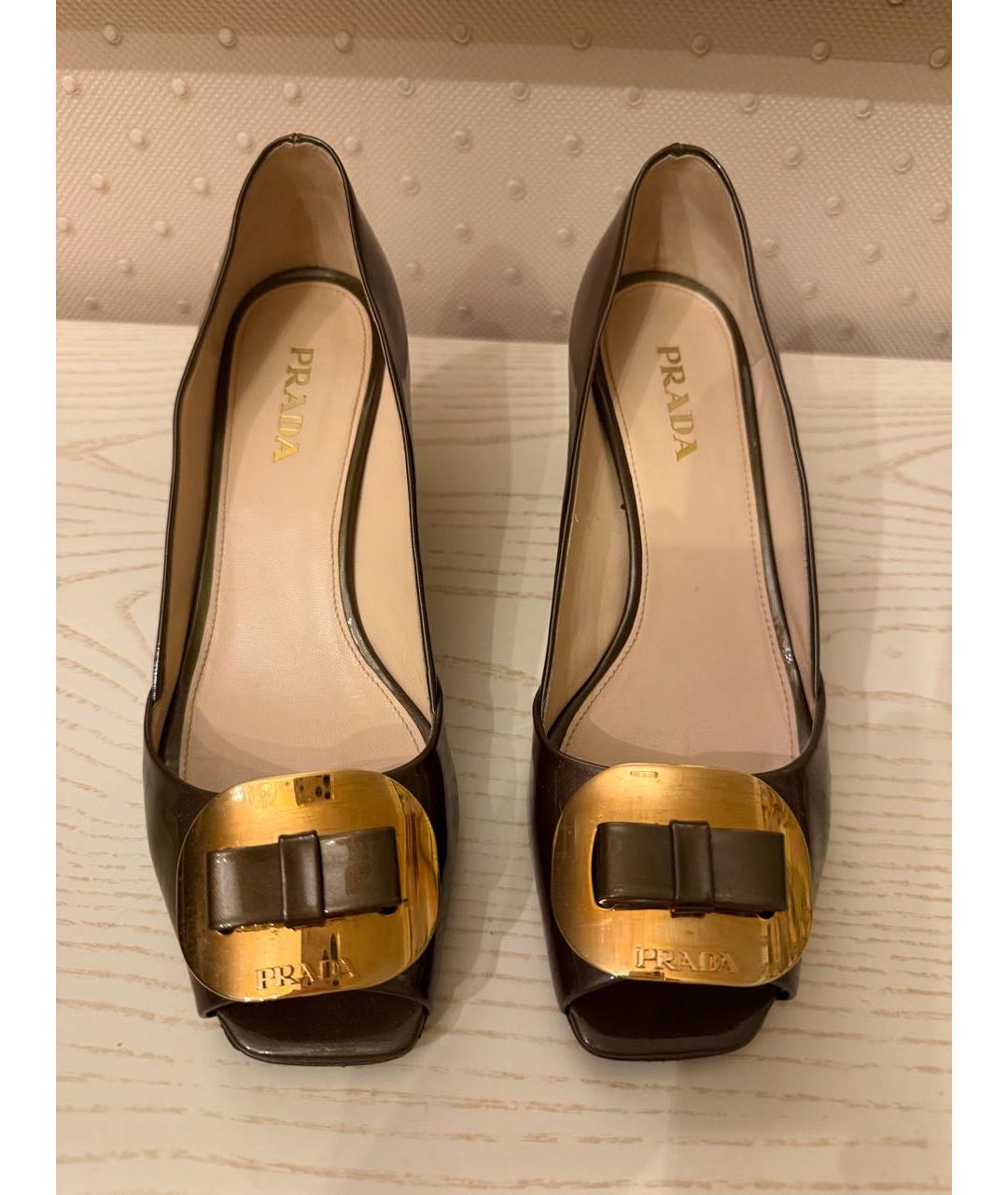 PRADA Коричневые туфли из лакированной кожи, фото 2