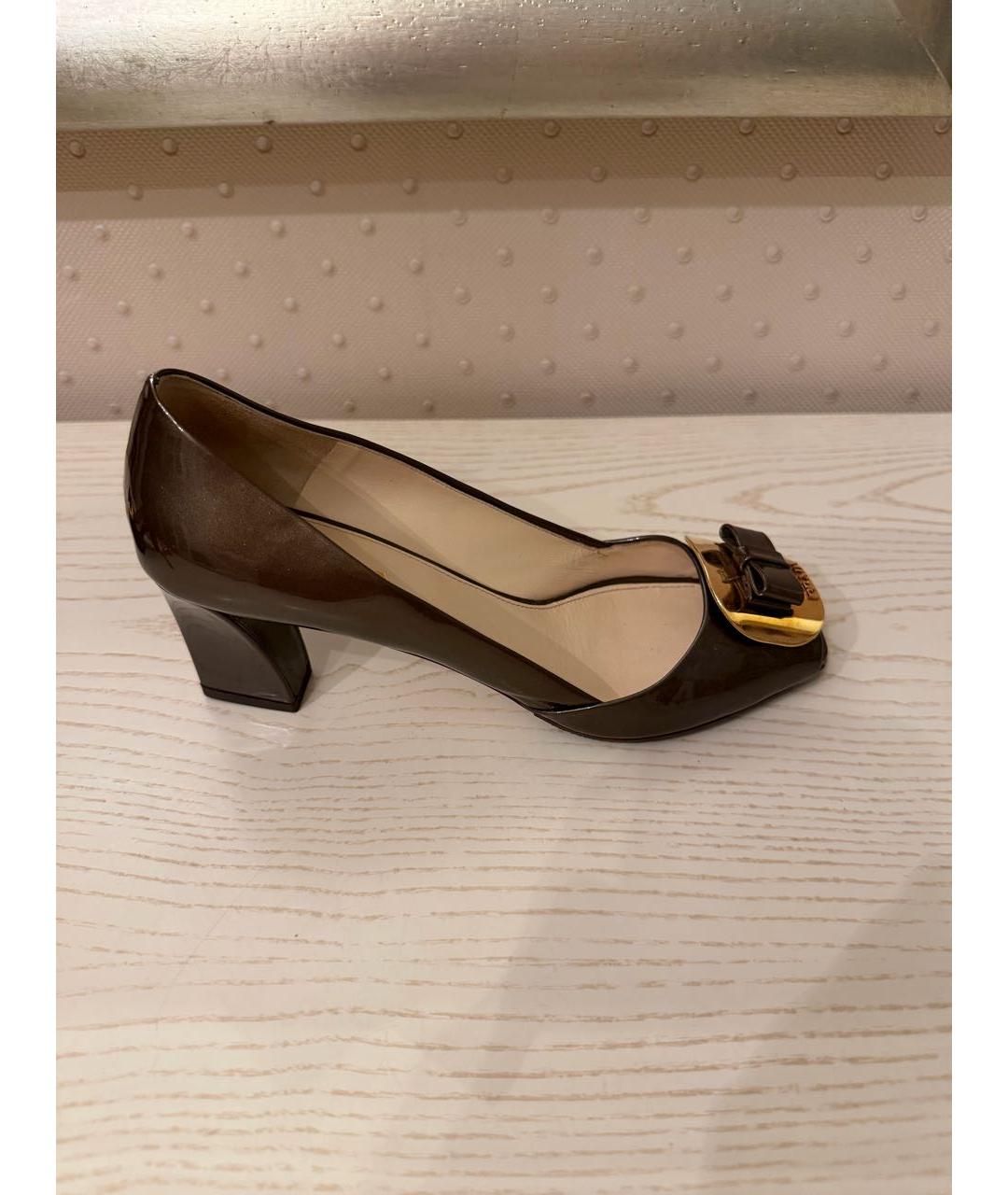 PRADA Коричневые туфли из лакированной кожи, фото 9