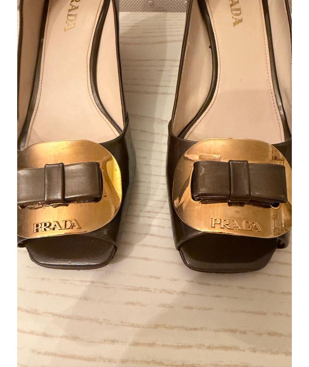 PRADA Коричневые туфли из лакированной кожи, фото 3