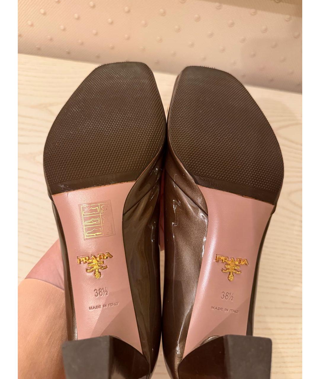 PRADA Коричневые туфли из лакированной кожи, фото 7