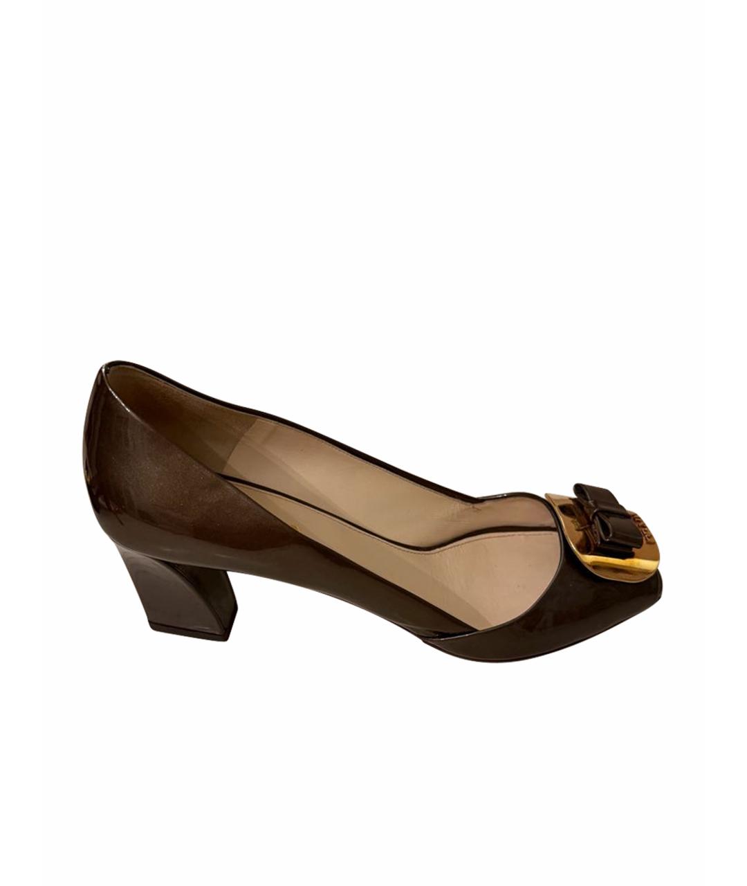 PRADA Коричневые туфли из лакированной кожи, фото 1