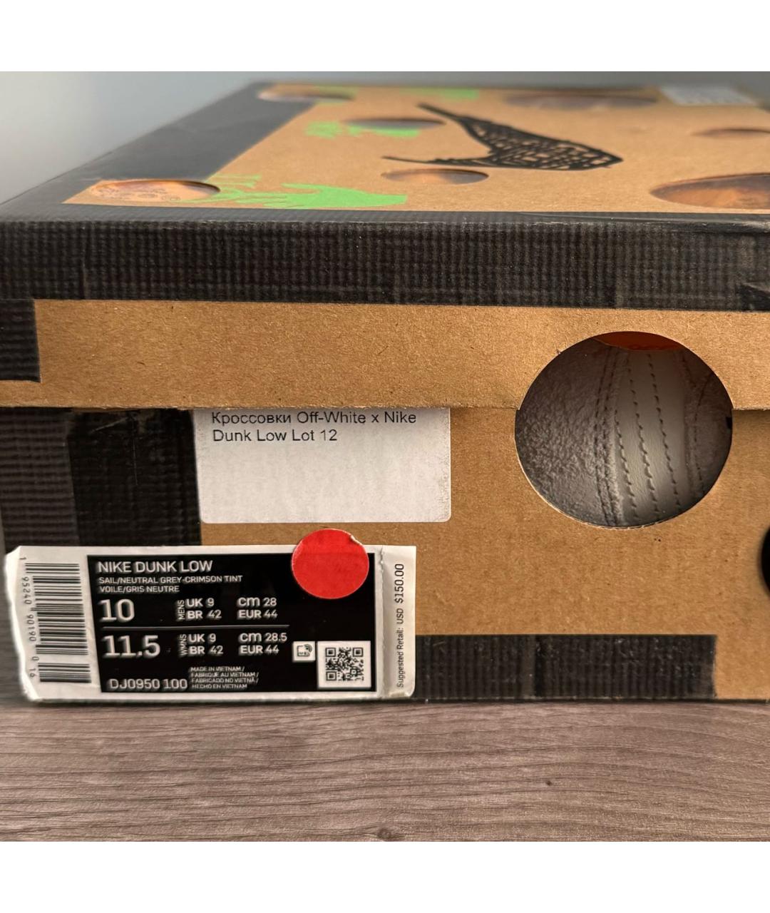 NIKE X OFF-WHITE Белые кожаные низкие кроссовки / кеды, фото 6