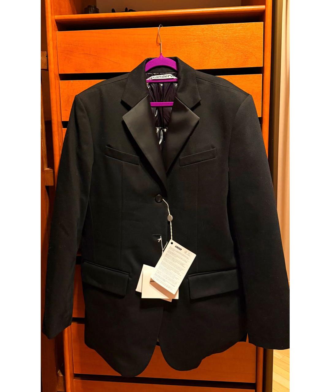 ALEXANDER WANG Черный хлопко-эластановый жакет/пиджак, фото 4