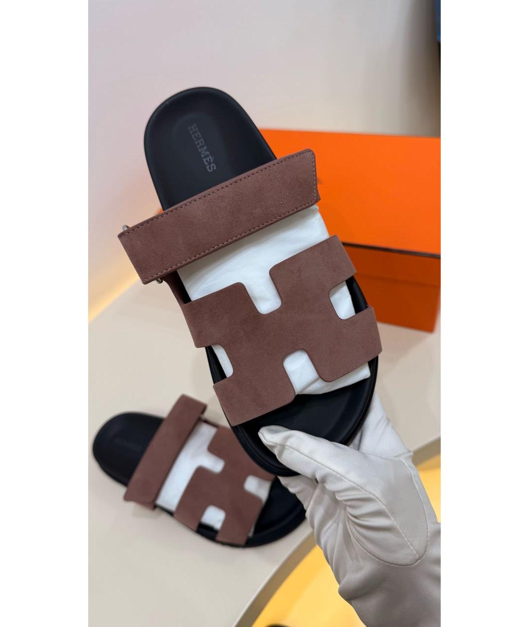 HERMES Розовые замшевые сандалии, фото 4