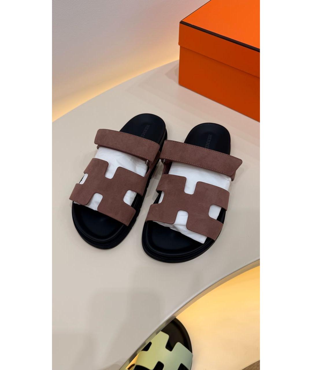 HERMES Розовые замшевые сандалии, фото 8