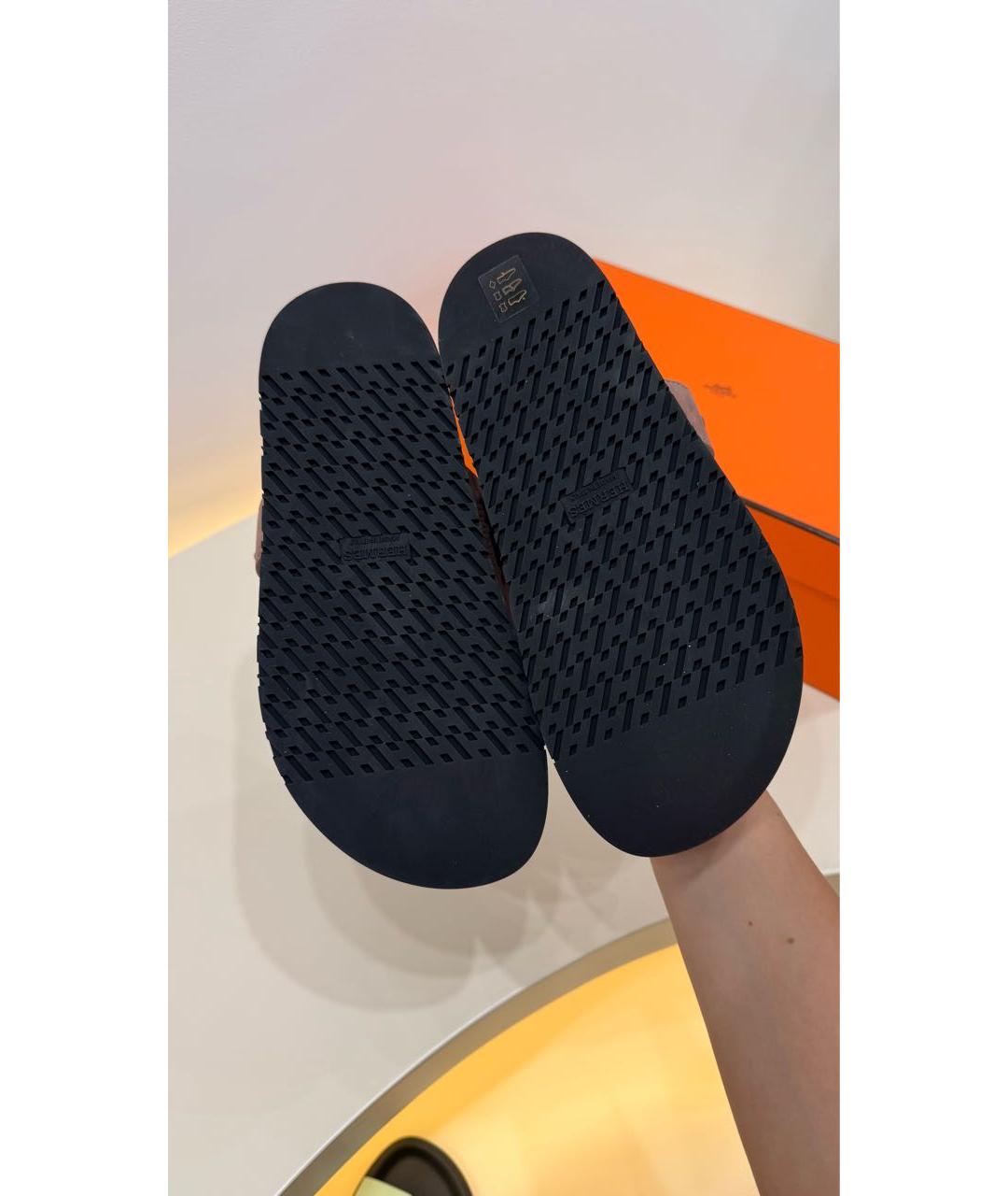 HERMES Розовые замшевые сандалии, фото 7