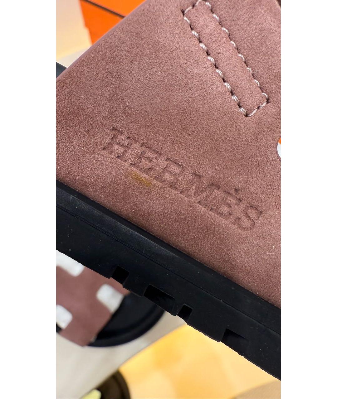 HERMES Розовые замшевые сандалии, фото 5