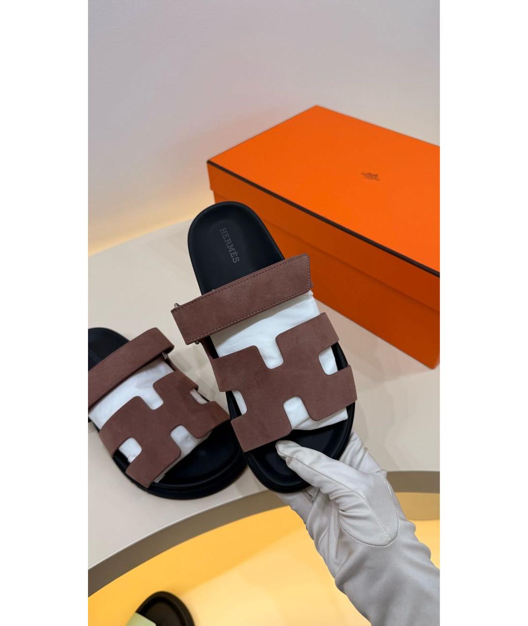 HERMES Розовые замшевые сандалии, фото 3