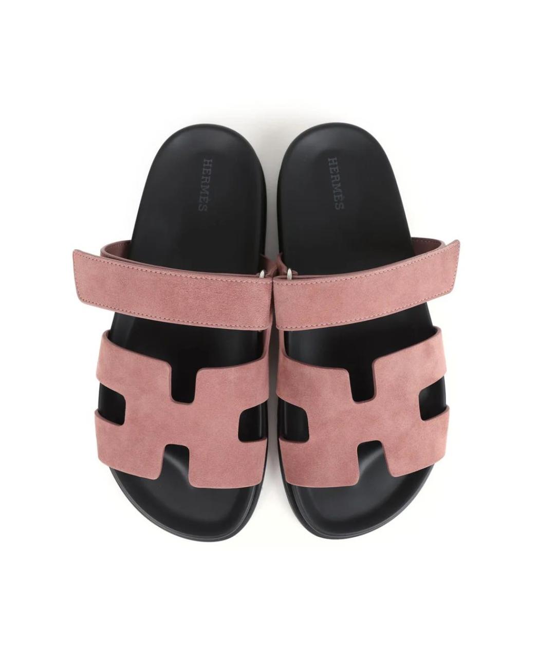 HERMES Розовые замшевые сандалии, фото 9
