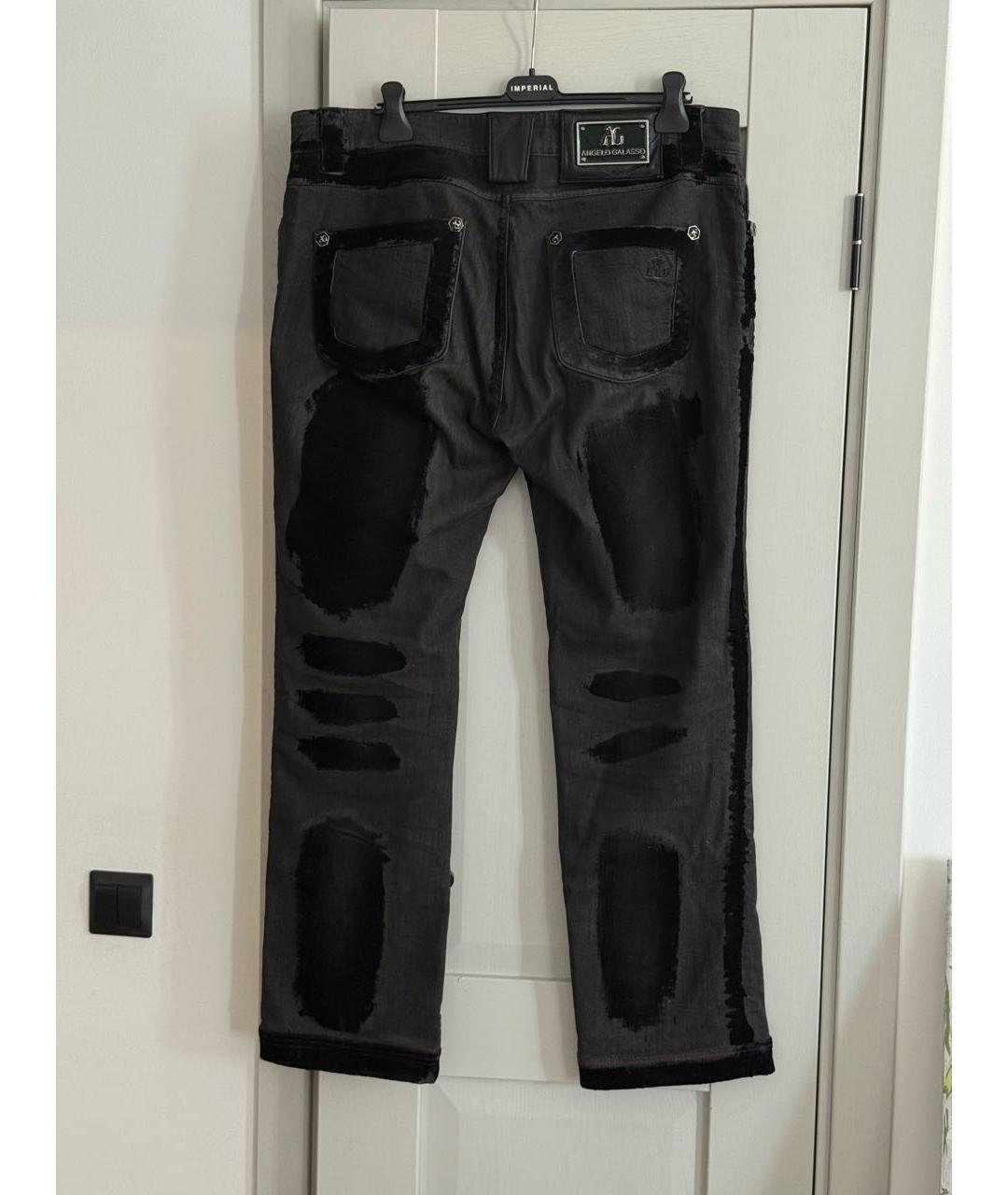 ANGELO GALASSO Черные хлопко-эластановые прямые джинсы, фото 2