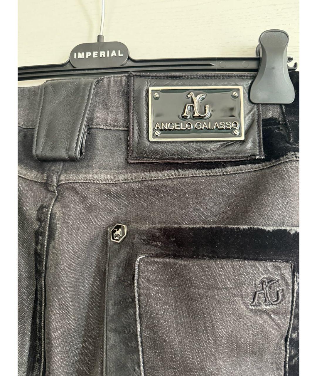 ANGELO GALASSO Черные хлопко-эластановые прямые джинсы, фото 4