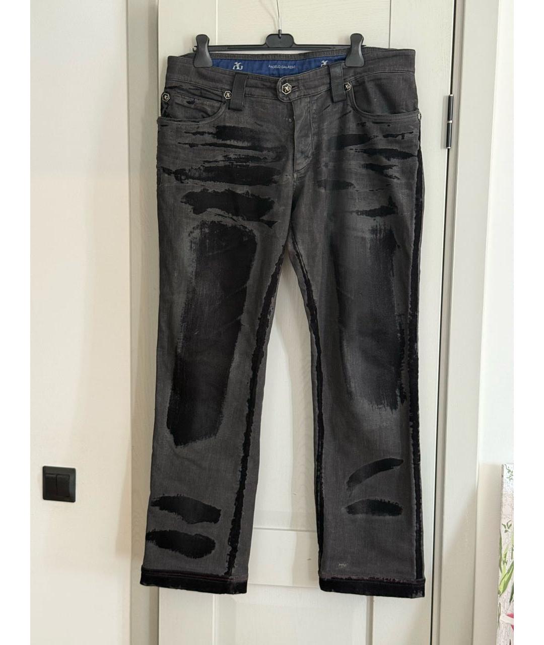 ANGELO GALASSO Черные хлопко-эластановые прямые джинсы, фото 6
