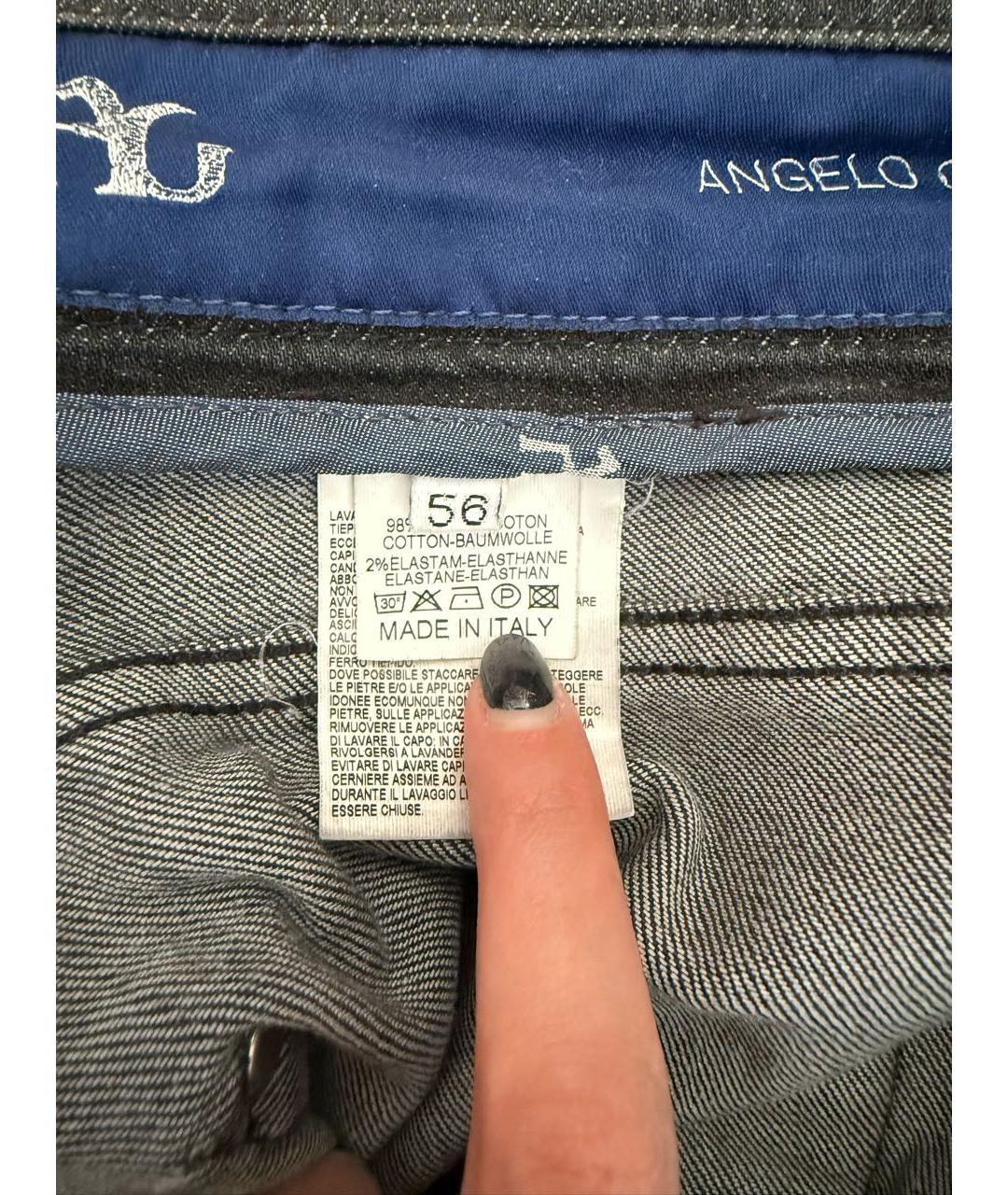 ANGELO GALASSO Черные хлопко-эластановые прямые джинсы, фото 5