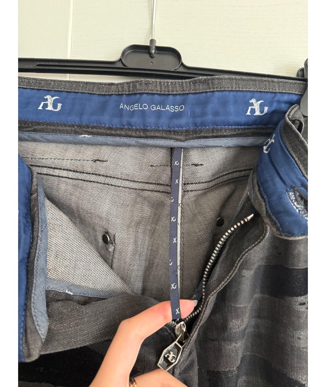 ANGELO GALASSO Черные хлопко-эластановые прямые джинсы, фото 3