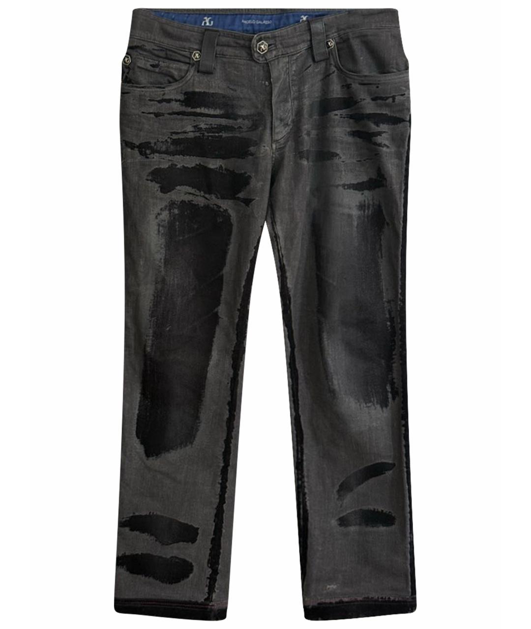 ANGELO GALASSO Черные хлопко-эластановые прямые джинсы, фото 1