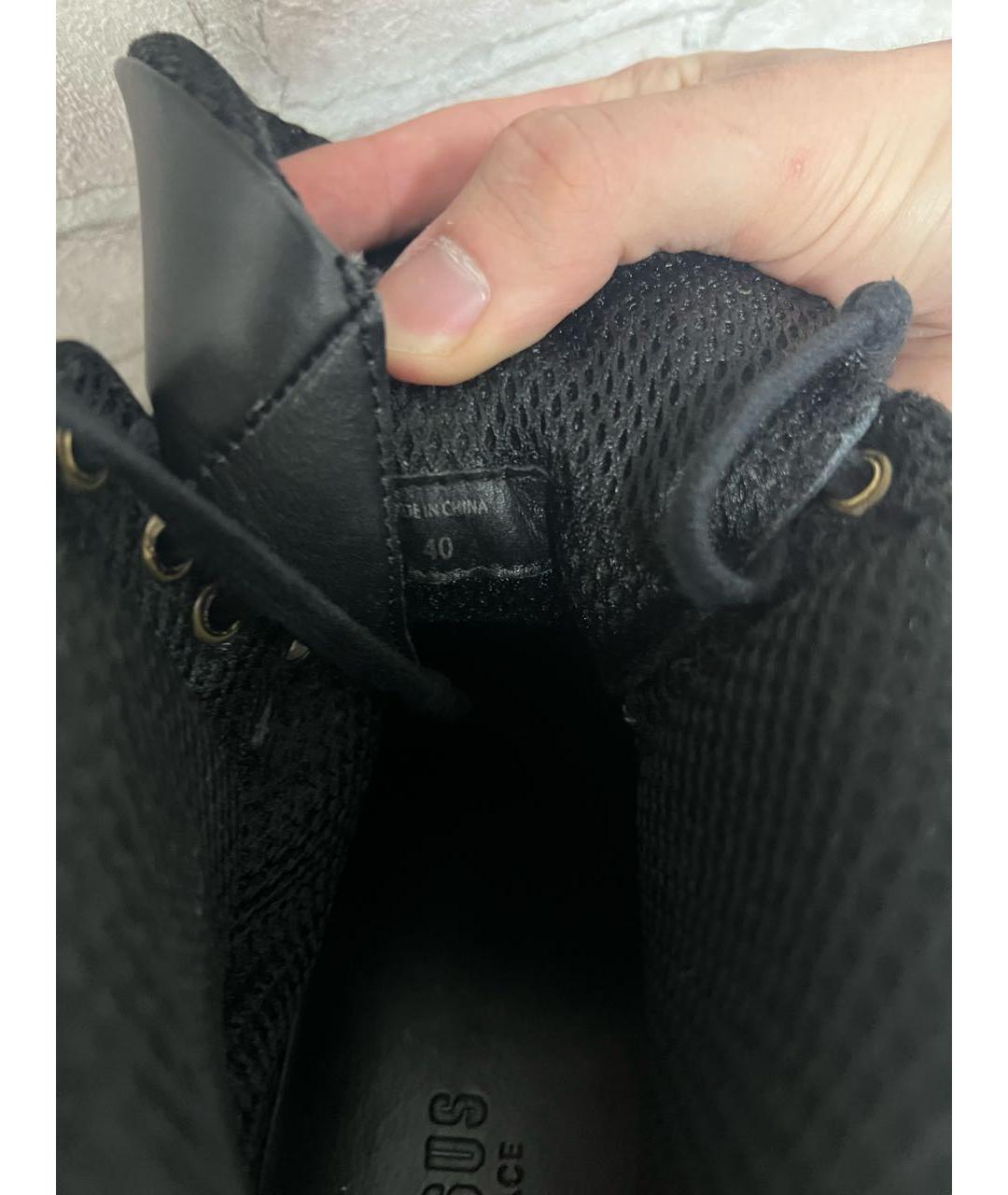 VERSACE Черные кожаные высокие кроссовки / кеды, фото 4