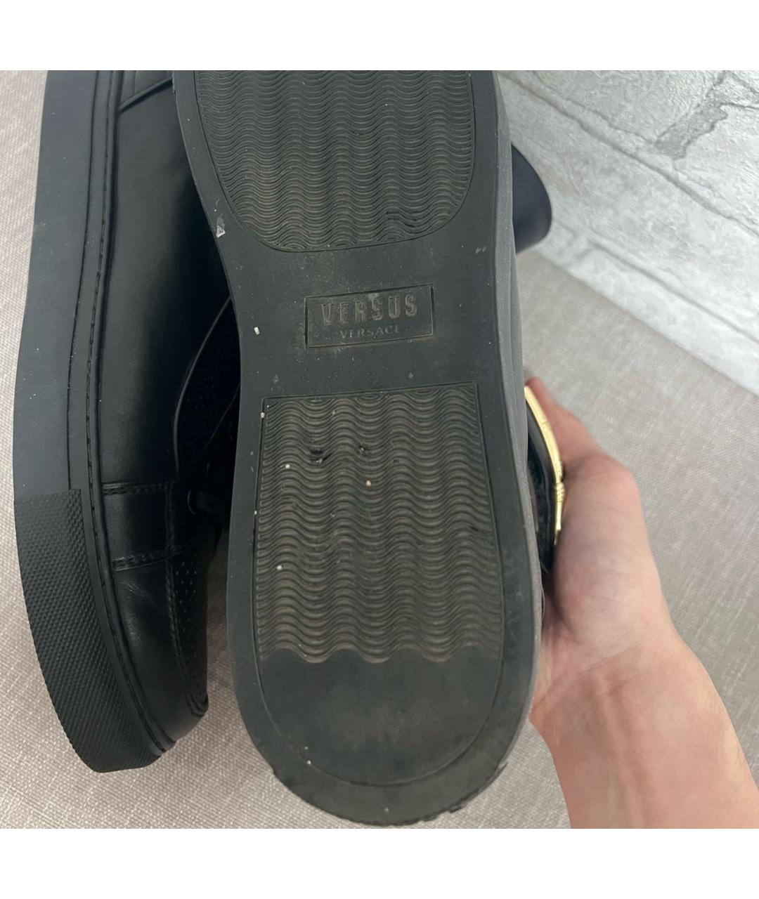 VERSACE Черные кожаные высокие кроссовки / кеды, фото 5
