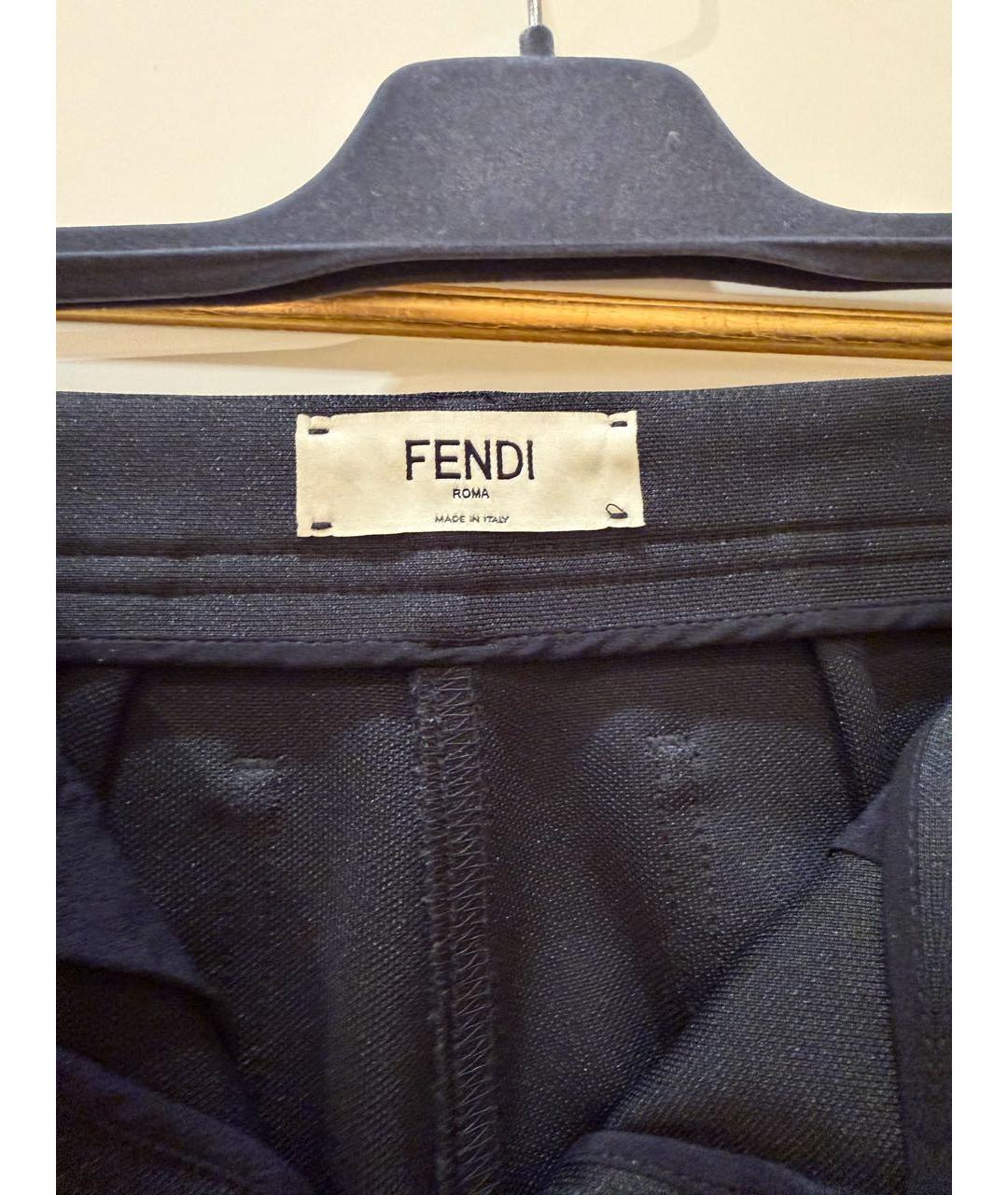 FENDI Черные полиэстеровые брюки узкие, фото 5