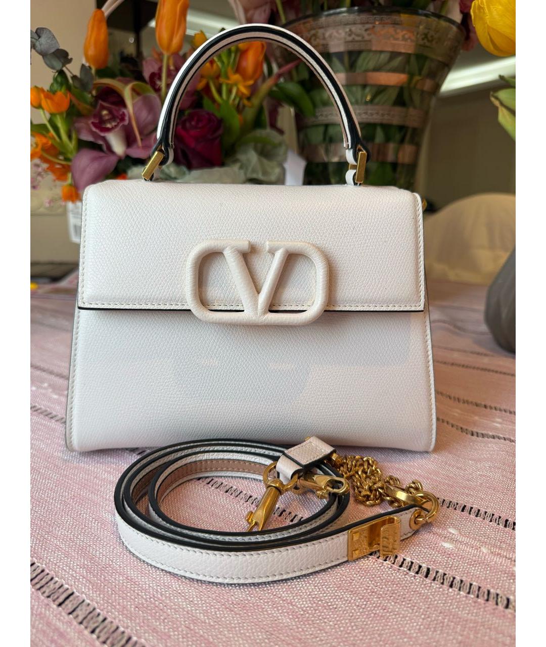 VALENTINO Белая кожаная сумка через плечо, фото 8