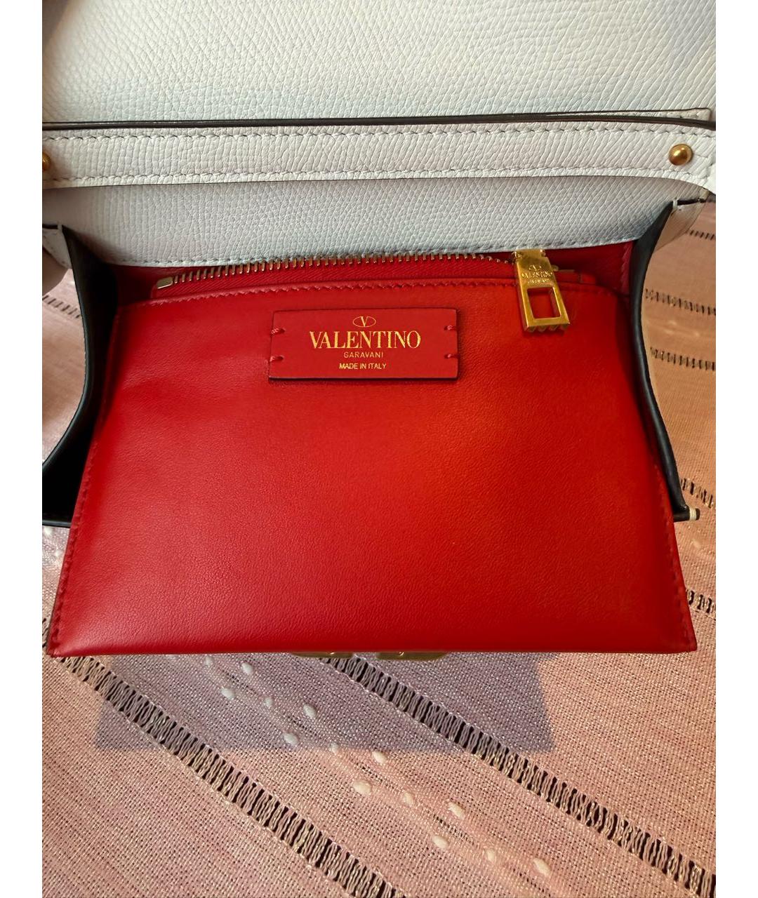 VALENTINO Белая кожаная сумка через плечо, фото 5