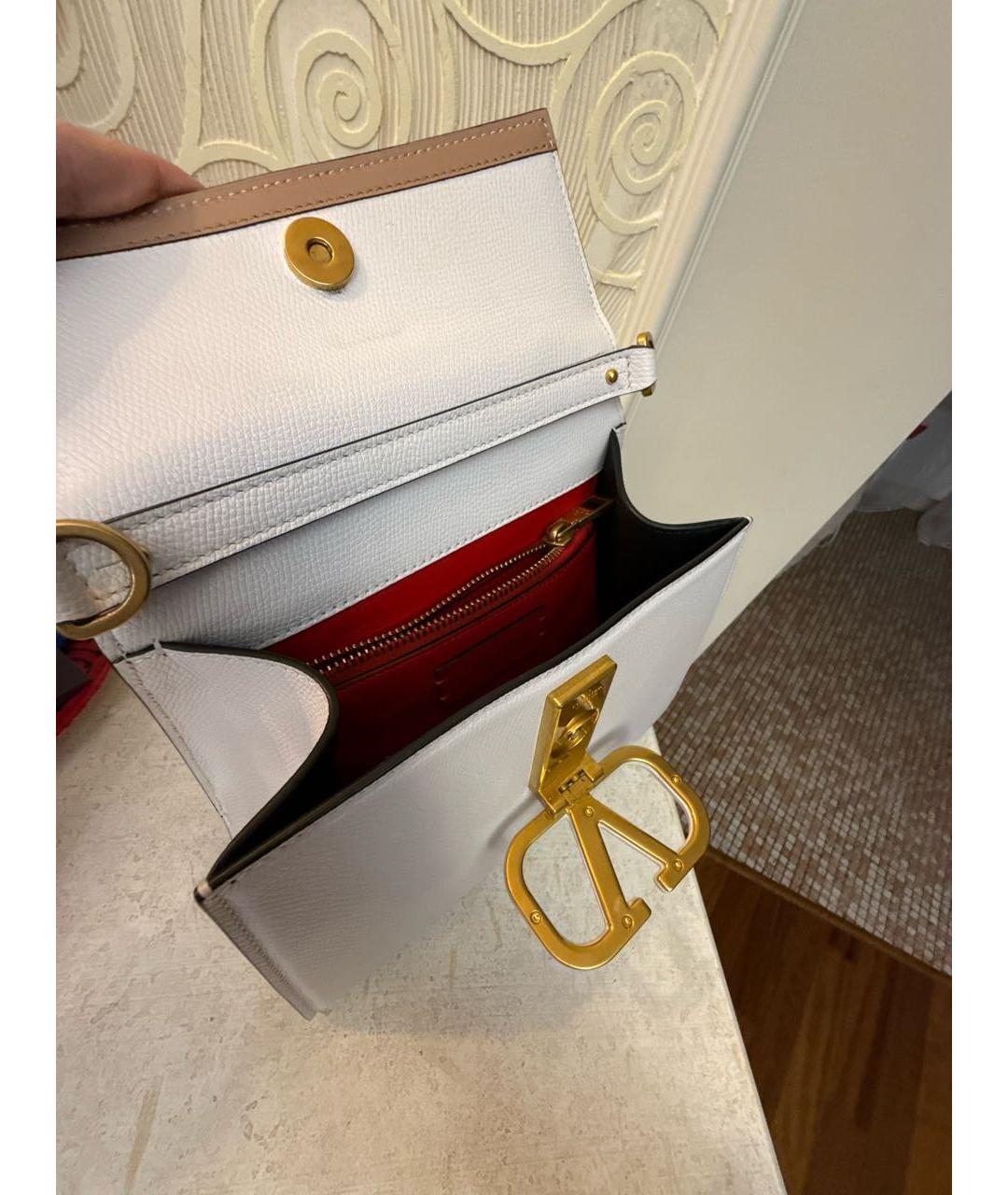 VALENTINO Белая кожаная сумка через плечо, фото 4