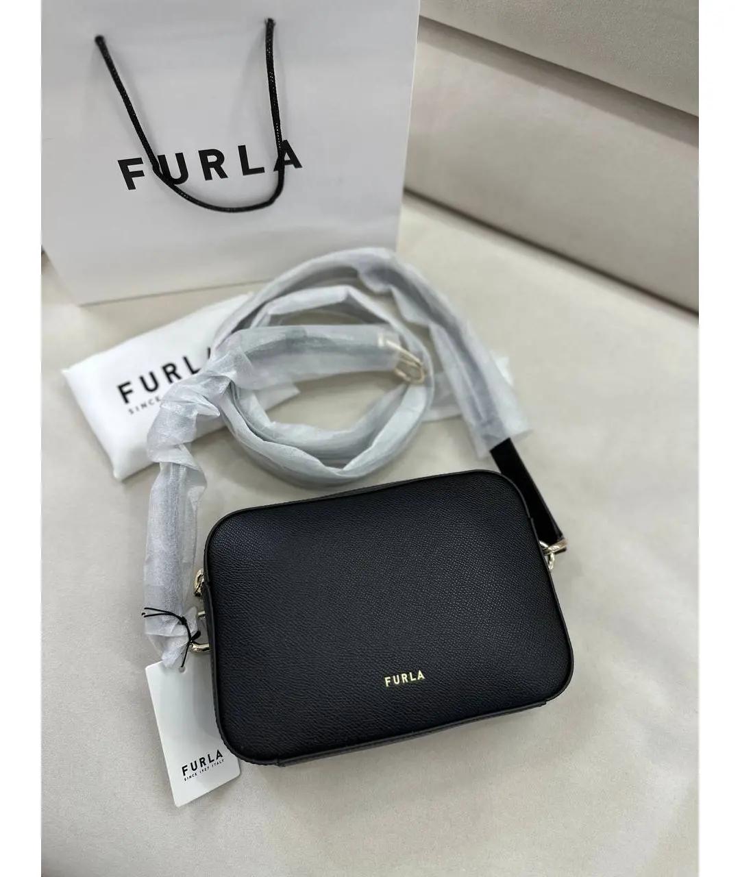 FURLA Черная кожаная сумка через плечо, фото 6