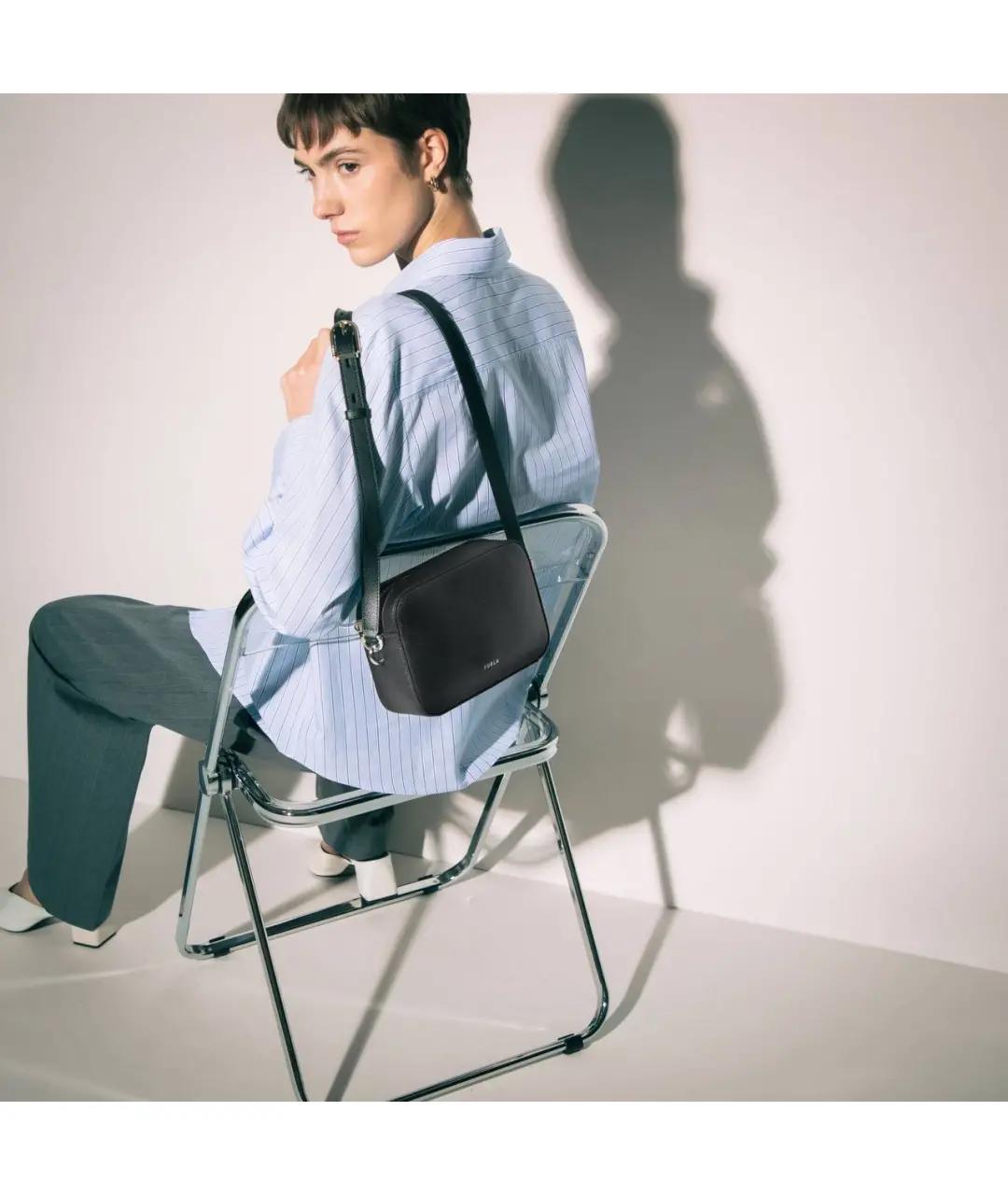 FURLA Черная кожаная сумка через плечо, фото 5