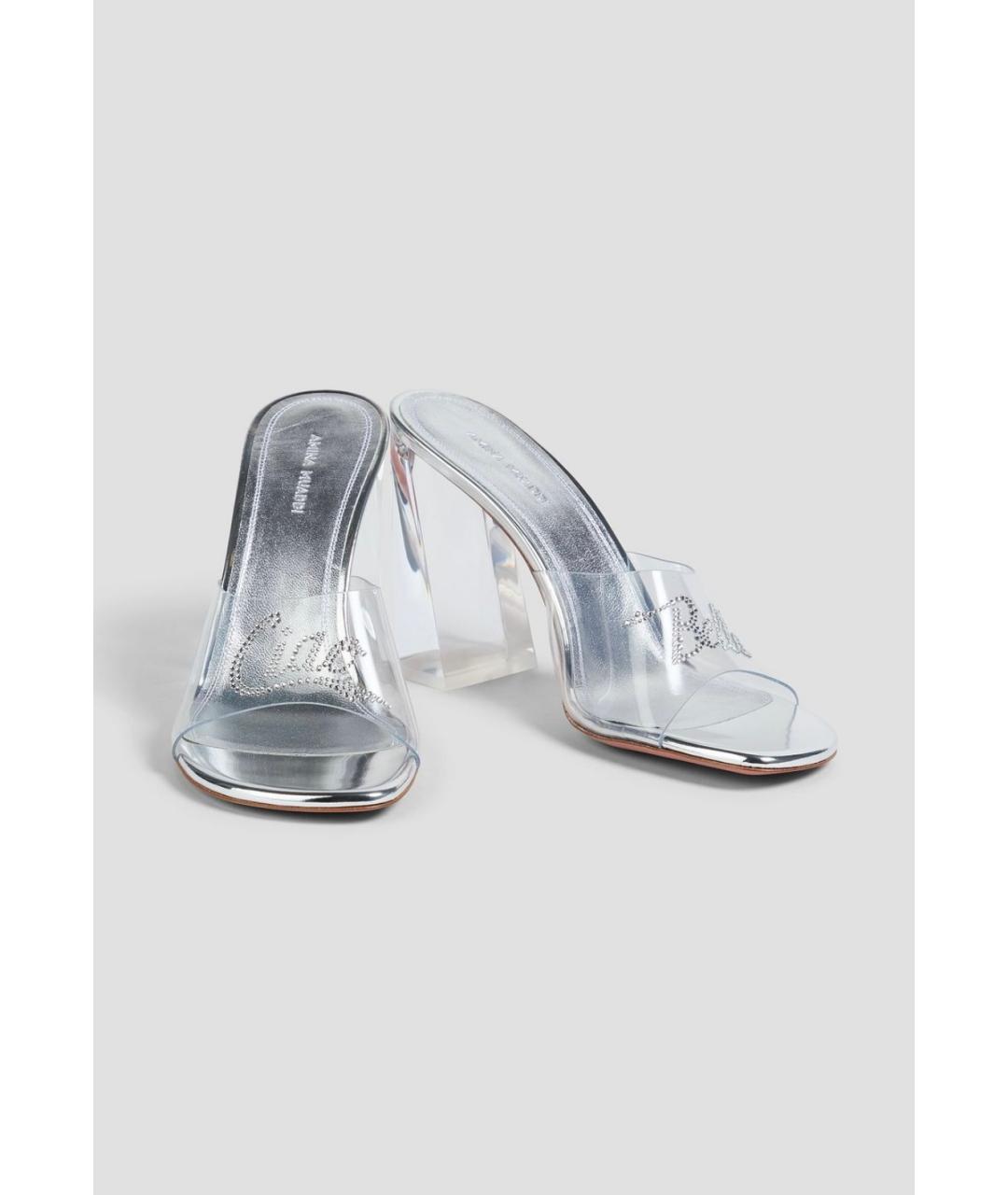 Amina Muaddi Серебряные мюли, фото 2