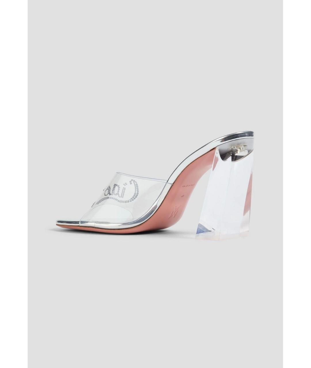 Amina Muaddi Серебряные мюли, фото 3