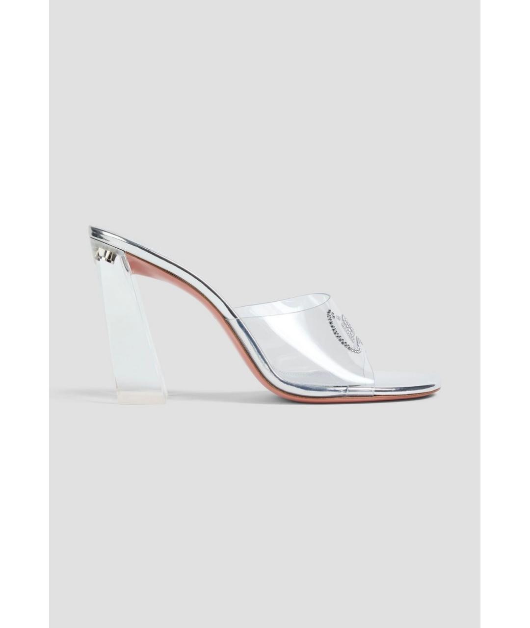 Amina Muaddi Серебряные мюли, фото 5