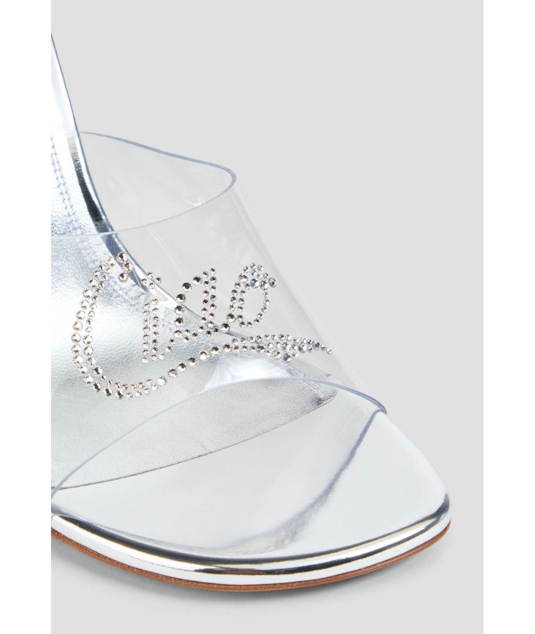 Amina Muaddi Серебряные мюли, фото 4