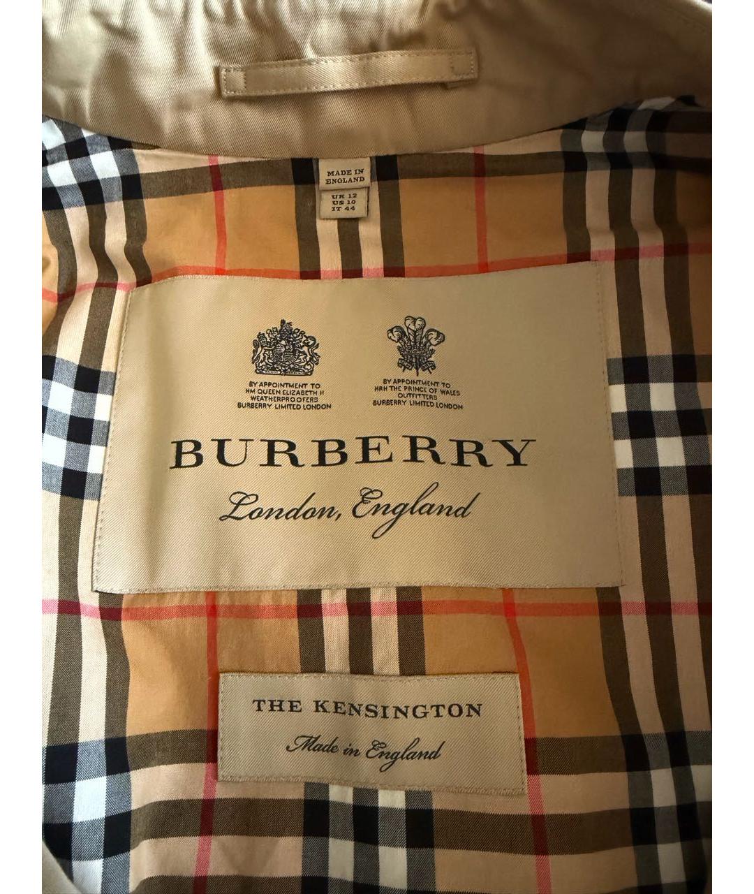 BURBERRY Бежевый хлопковый тренч/плащ, фото 3