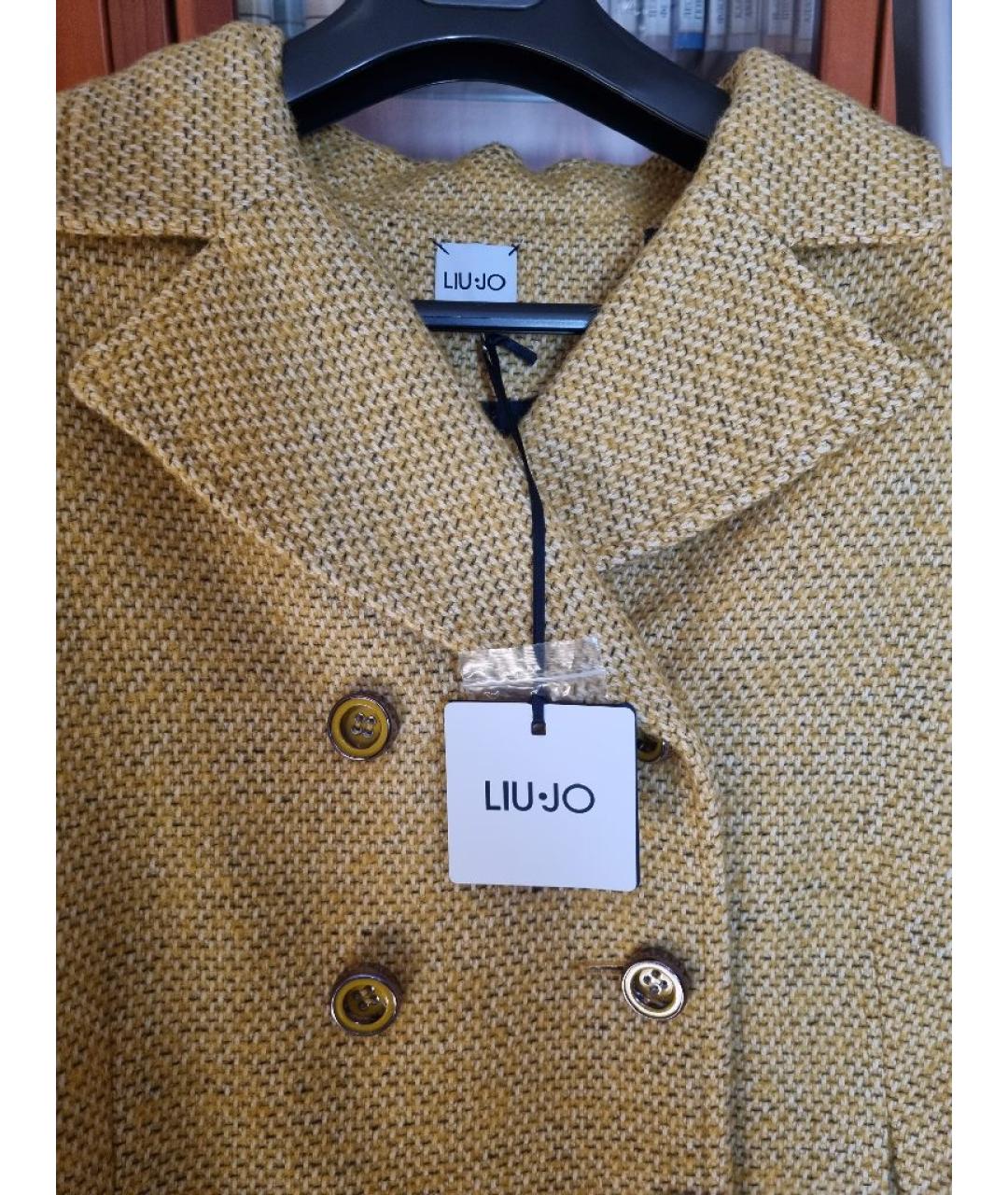 LIU JO Желтое шерстяное пальто, фото 3