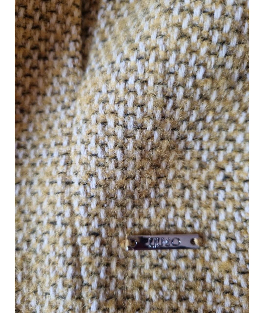 LIU JO Желтое шерстяное пальто, фото 4