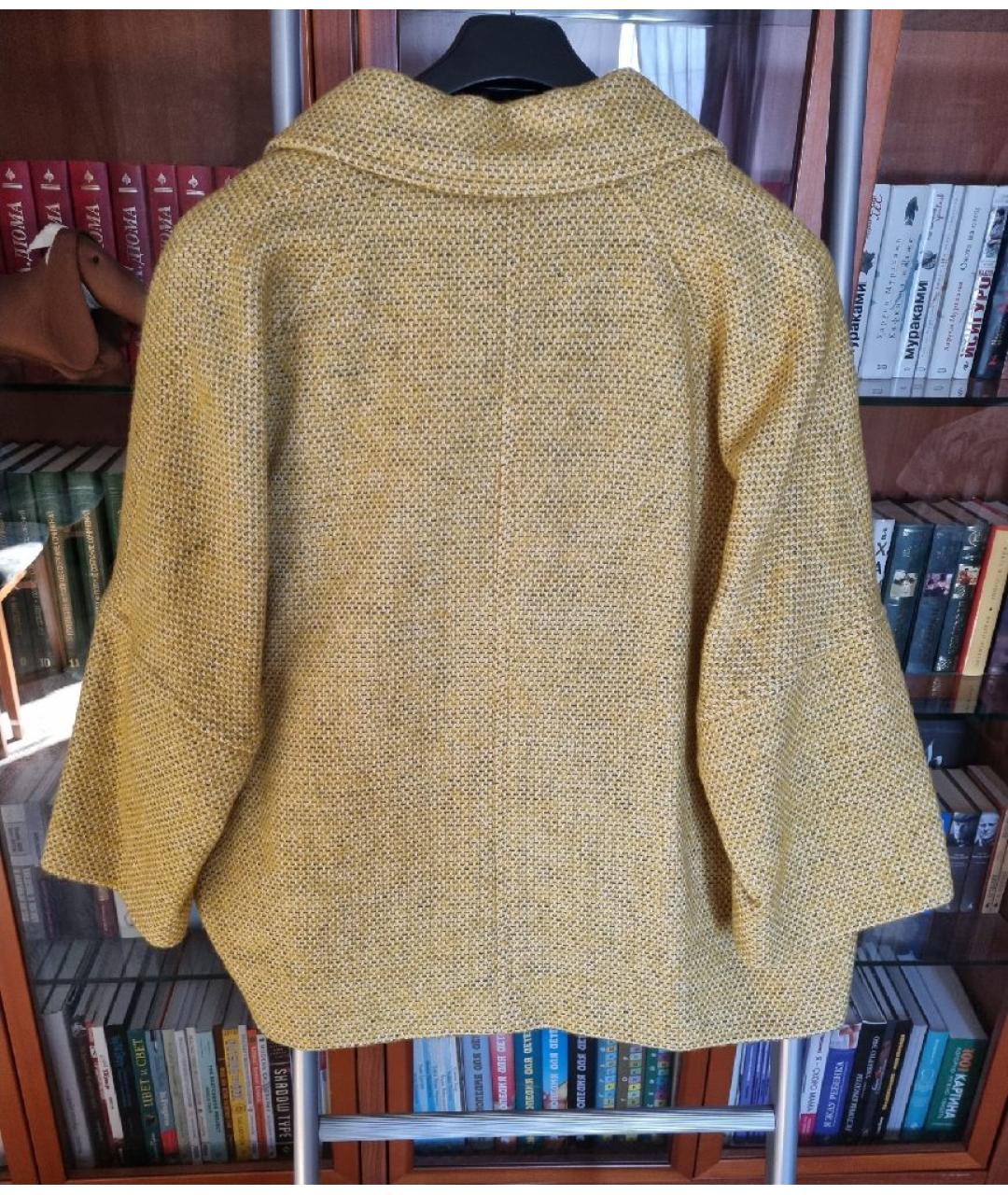 LIU JO Желтое шерстяное пальто, фото 2