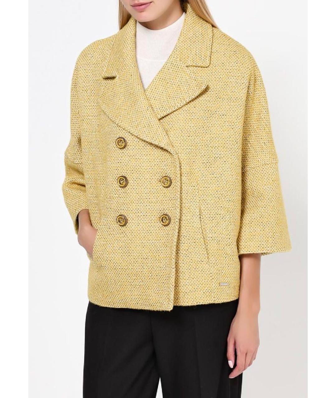 LIU JO Желтое шерстяное пальто, фото 7