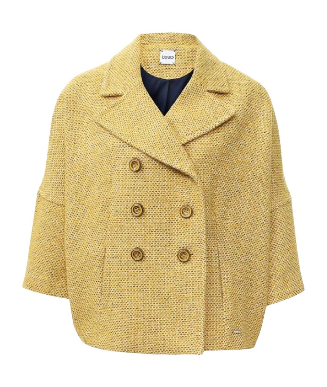 LIU JO Желтое шерстяное пальто, фото 1