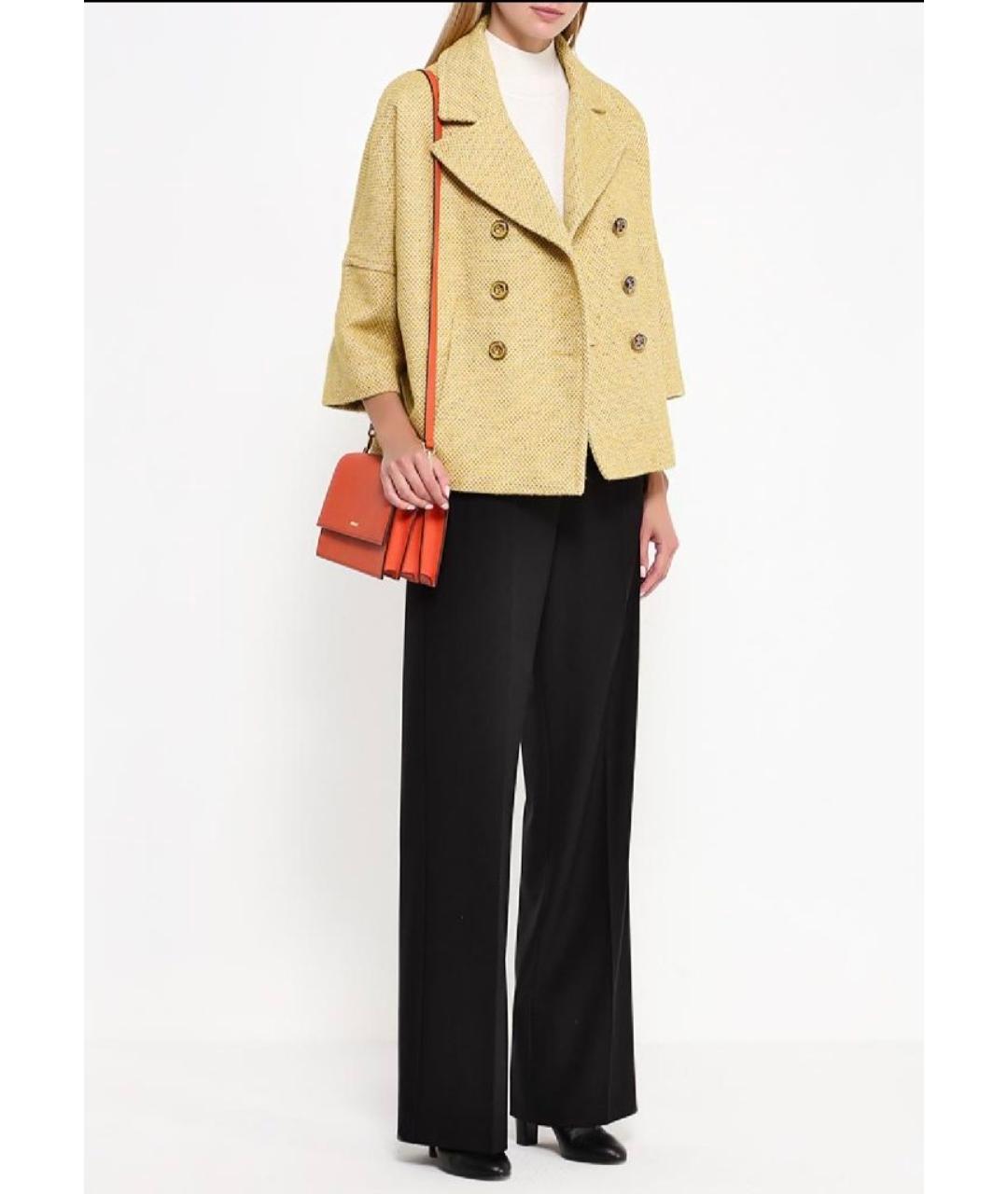 LIU JO Желтое шерстяное пальто, фото 9