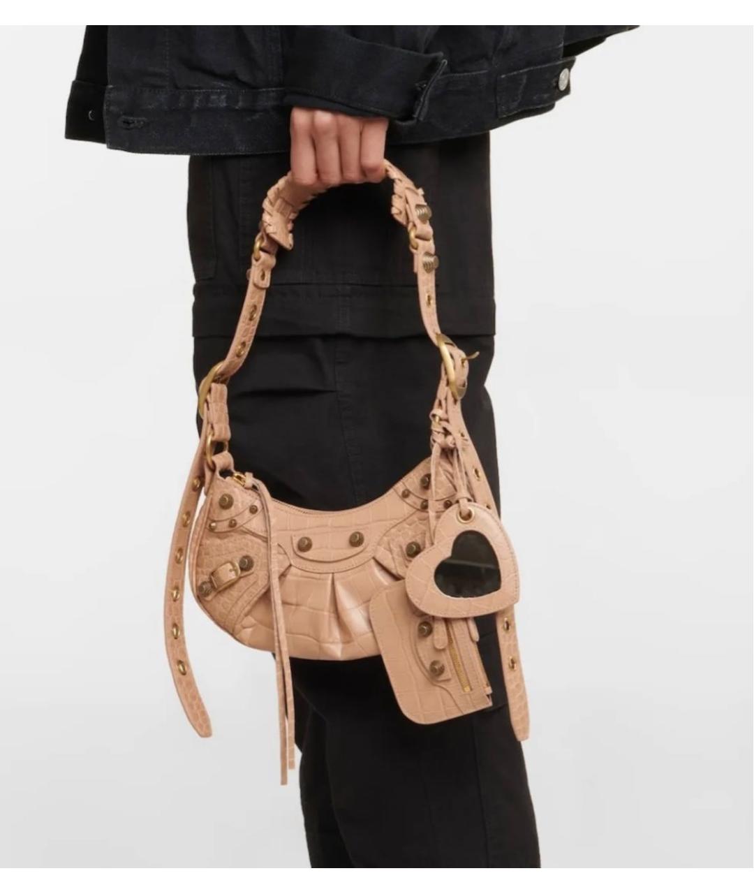 BALENCIAGA Бежевая кожаная сумка через плечо, фото 7