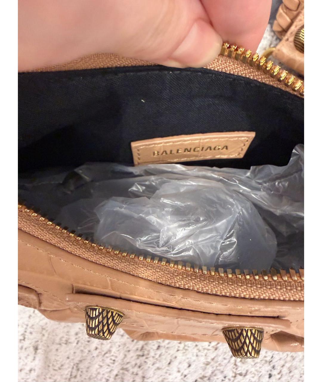 BALENCIAGA Бежевая кожаная сумка через плечо, фото 5