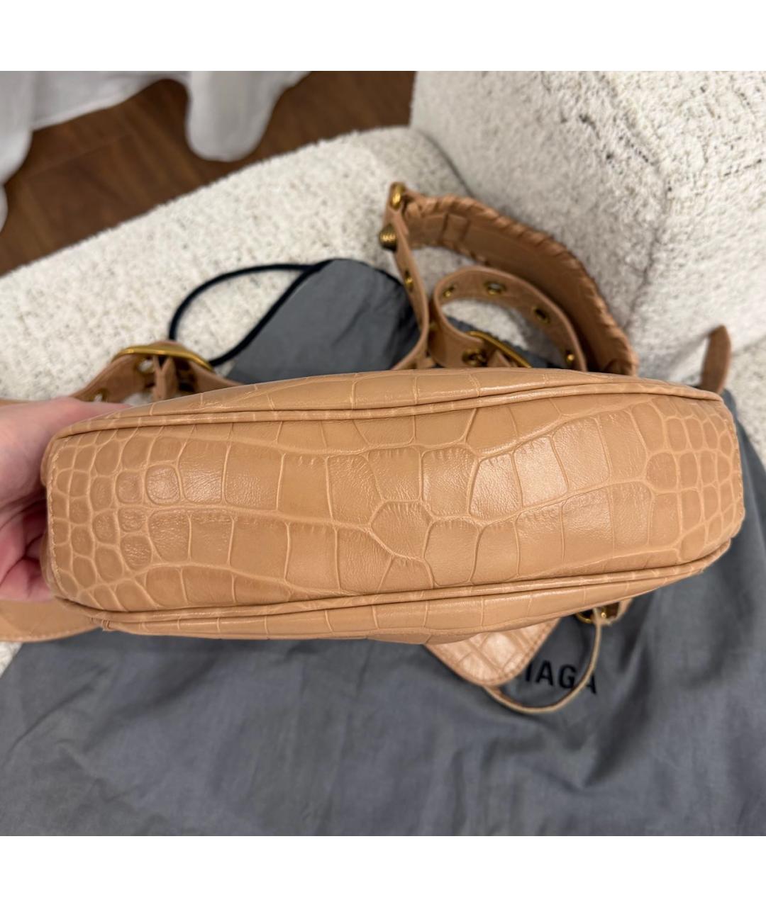 BALENCIAGA Бежевая кожаная сумка через плечо, фото 6