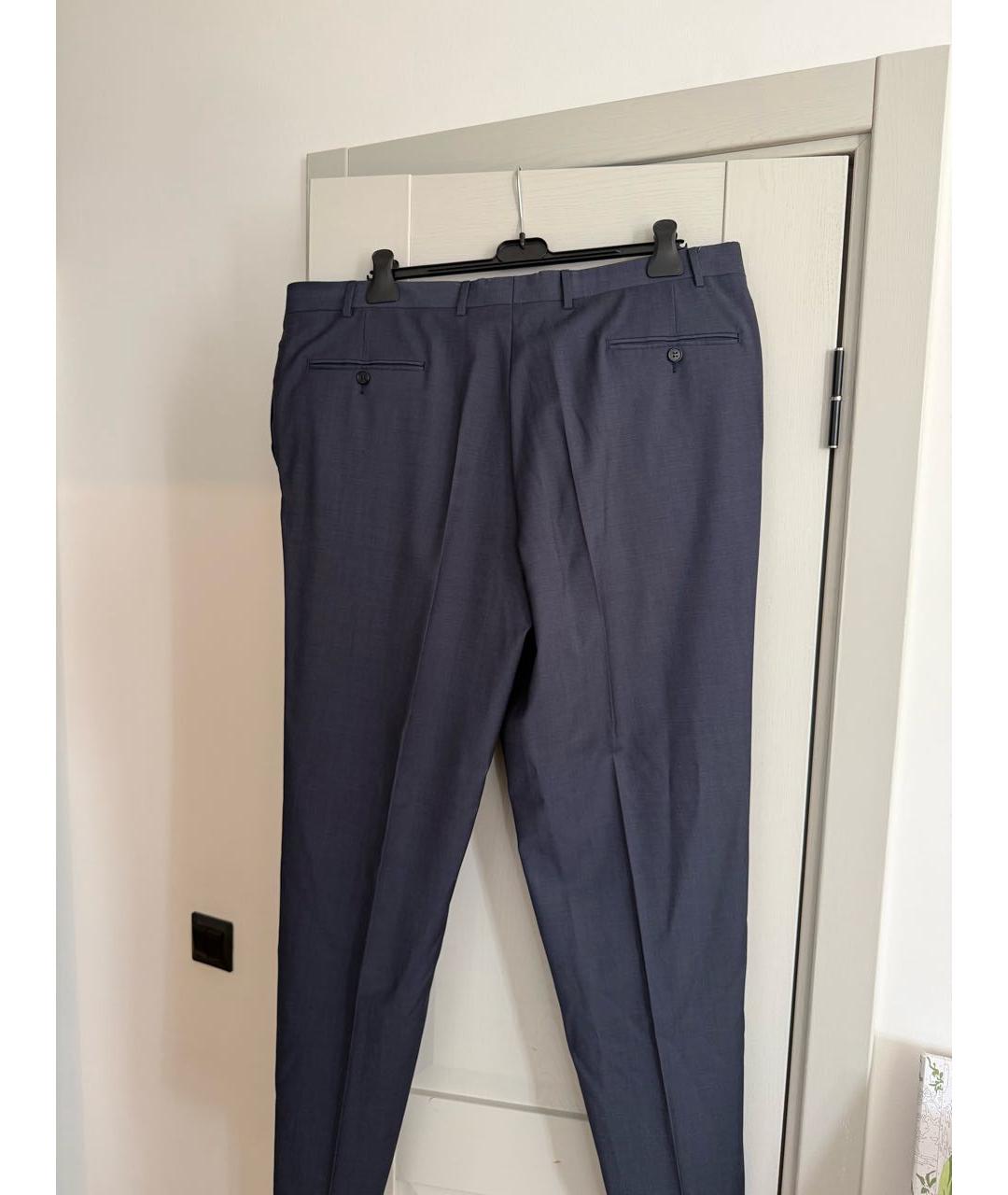 LANVIN Темно-синие шерстяные классические брюки, фото 2
