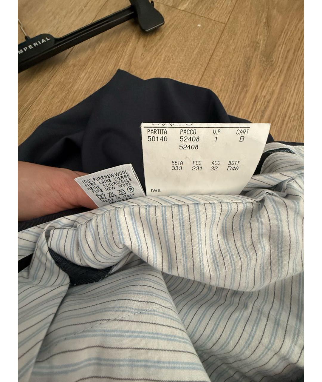 LANVIN Темно-синие шерстяные классические брюки, фото 7