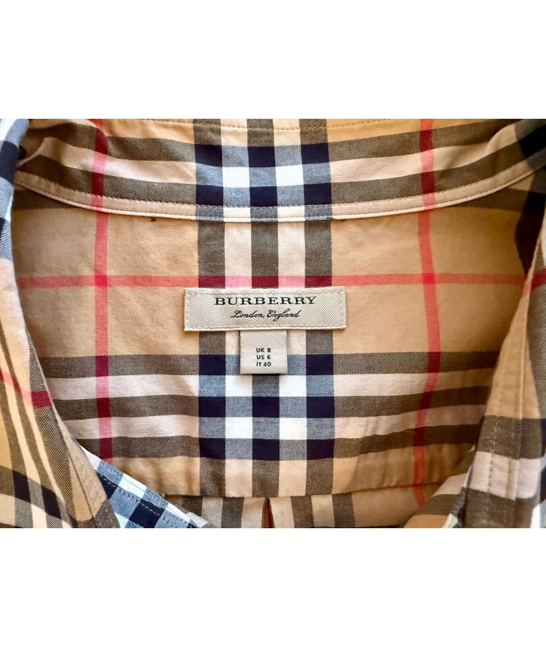 BURBERRY Коричневое хлопковое повседневное платье, фото 3