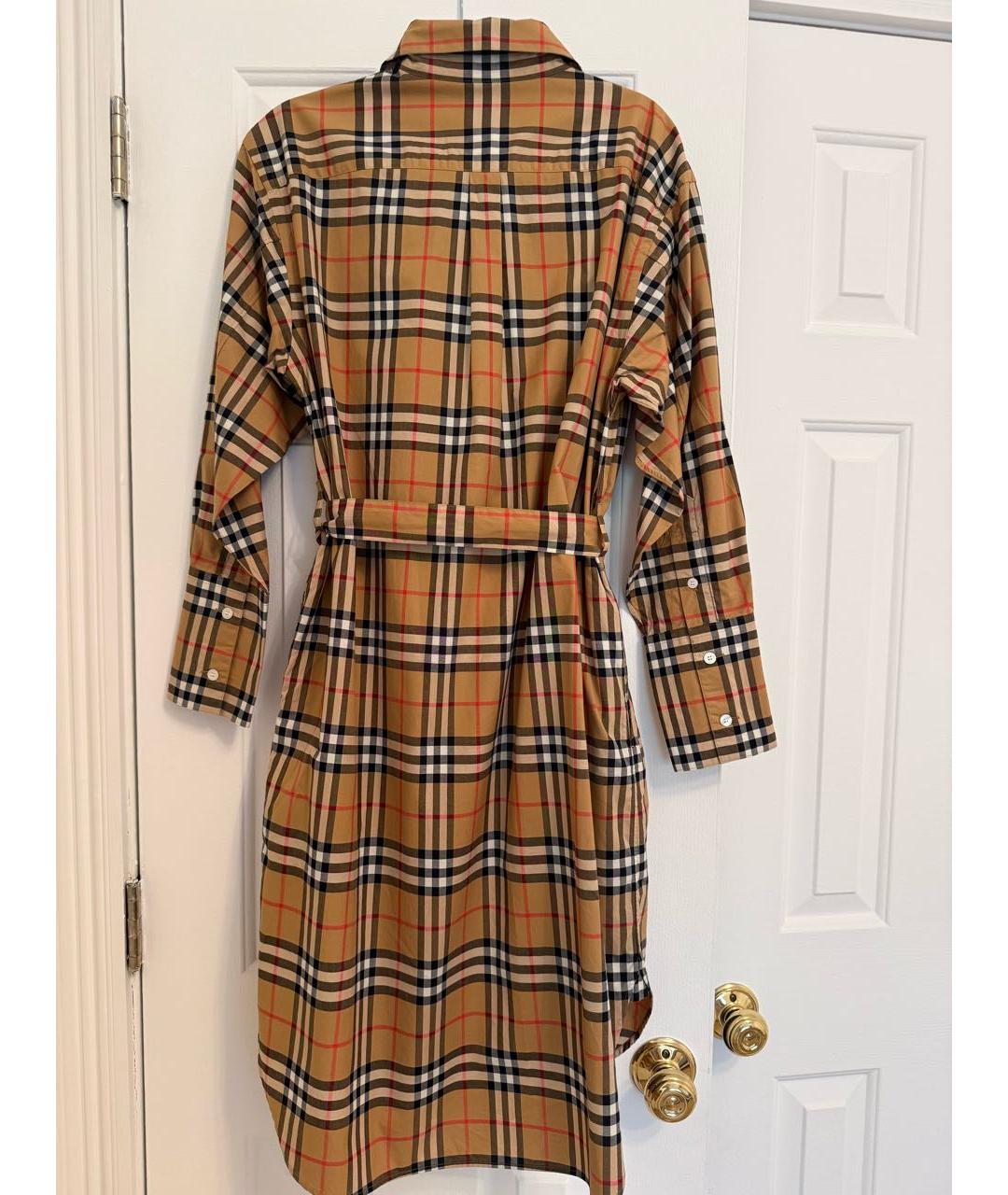 BURBERRY Коричневое хлопковое повседневное платье, фото 2