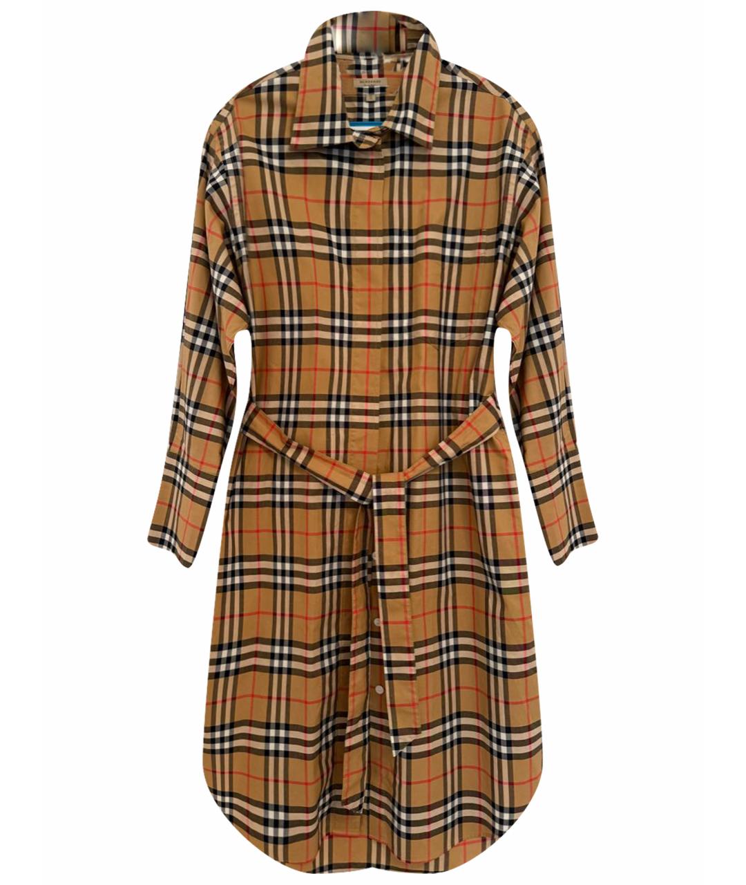 BURBERRY Коричневое хлопковое повседневное платье, фото 1