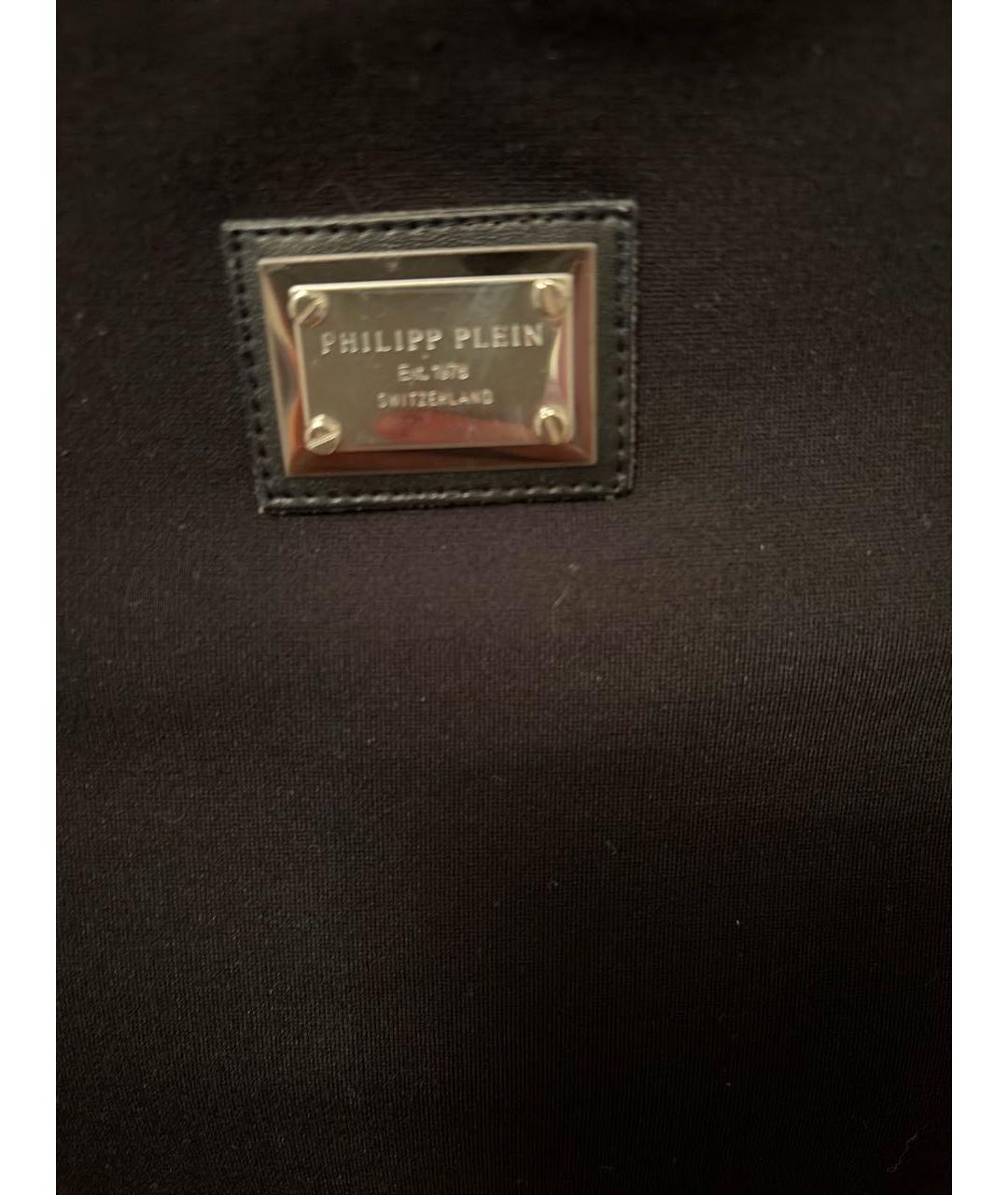 PHILIPP PLEIN Черная хлопко-эластановая юбка мини, фото 3