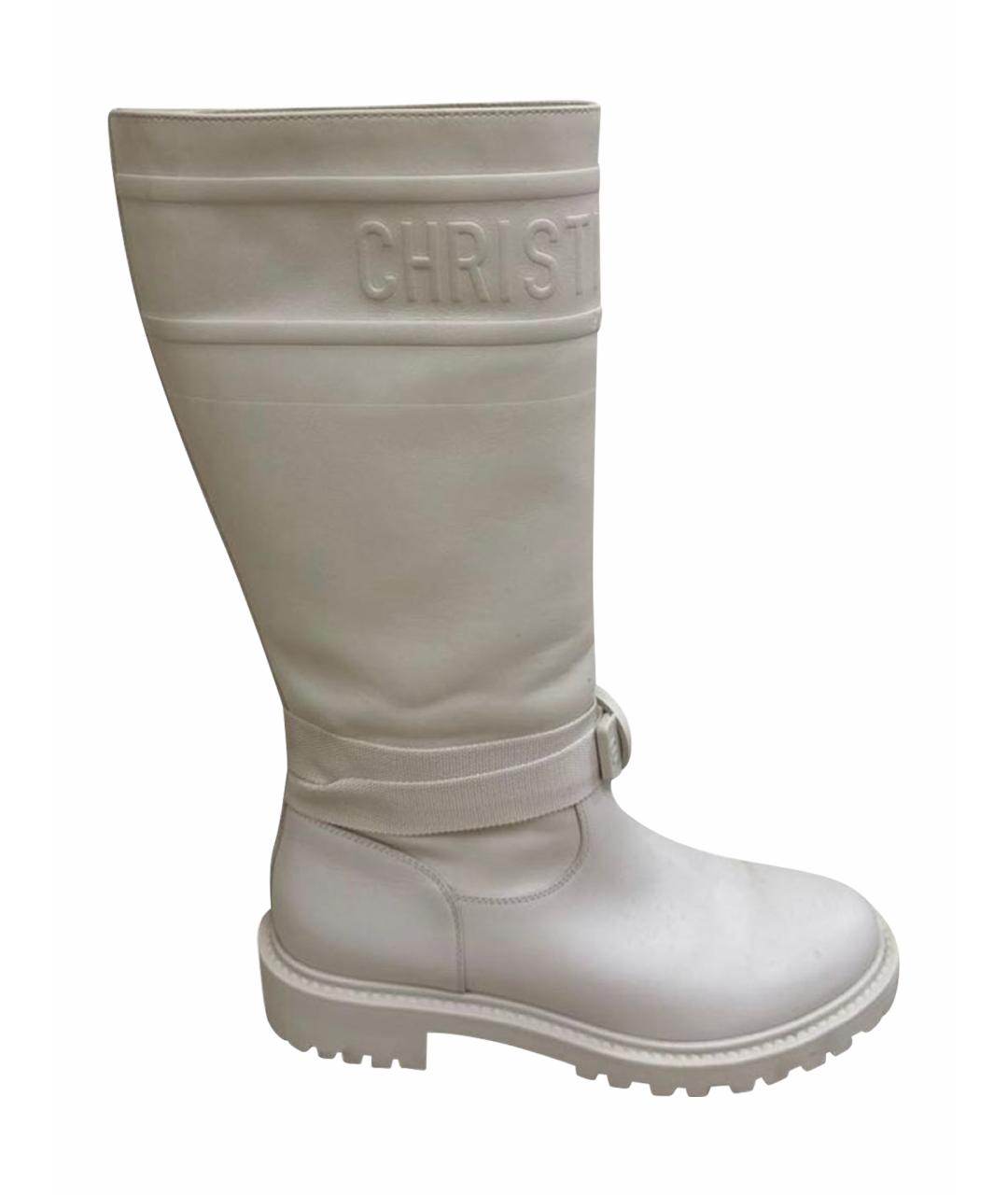 CHRISTIAN DIOR Белые кожаные сапоги, фото 1