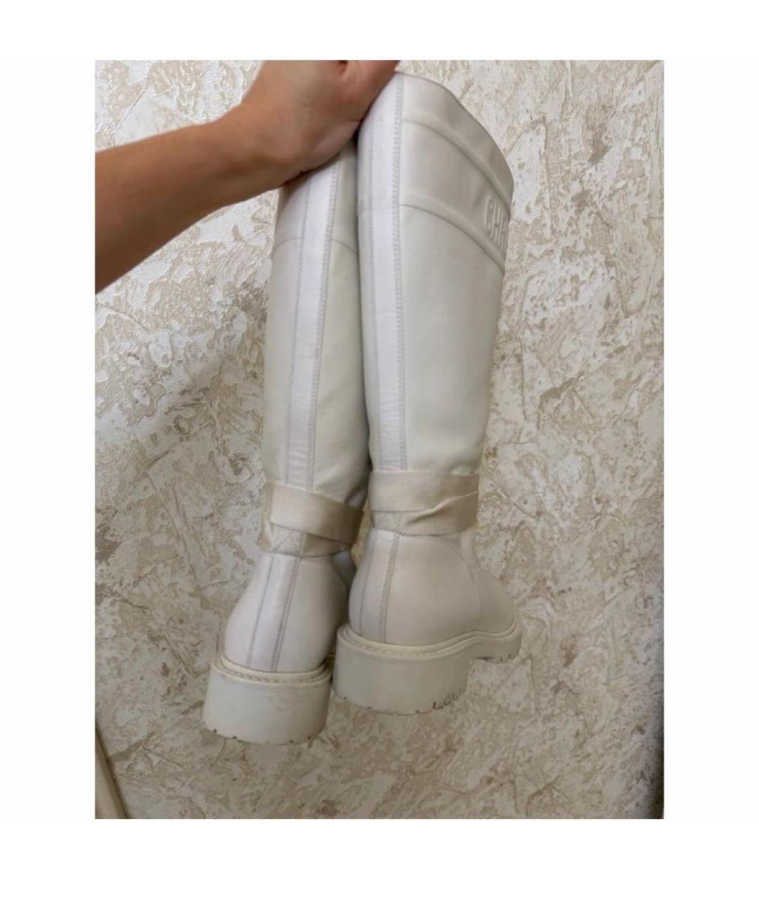 CHRISTIAN DIOR Белые кожаные сапоги, фото 4