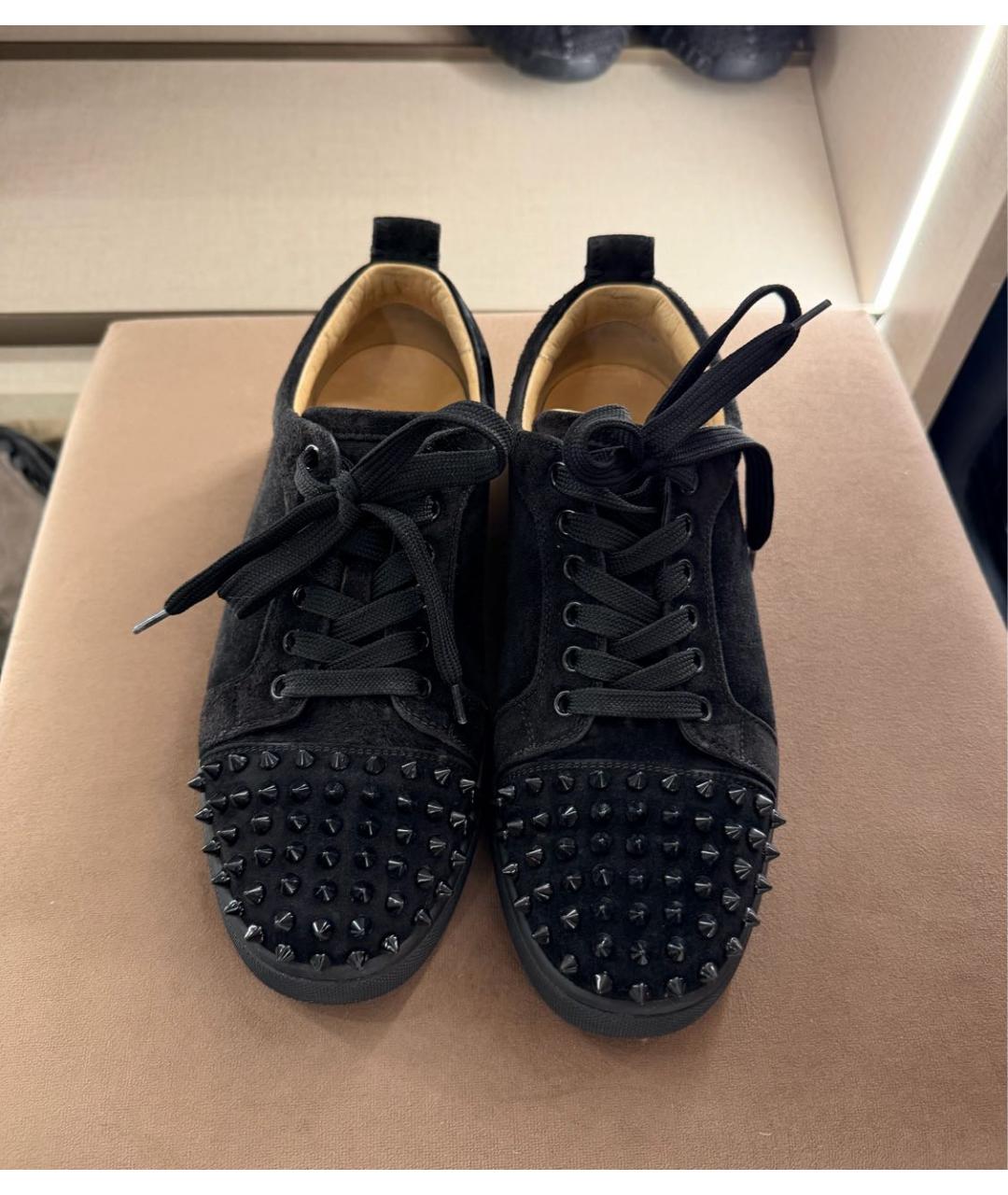 CHRISTIAN LOUBOUTIN Черные замшевые кеды, фото 2